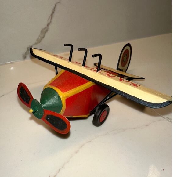 New Decorative Vintage Metal Airplane 6” Ornament SANTA & CO - Picture 2 of 7
